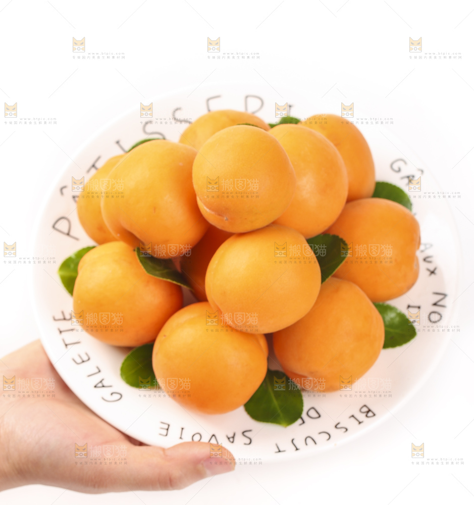 手里拿着一盘金太阳杏
