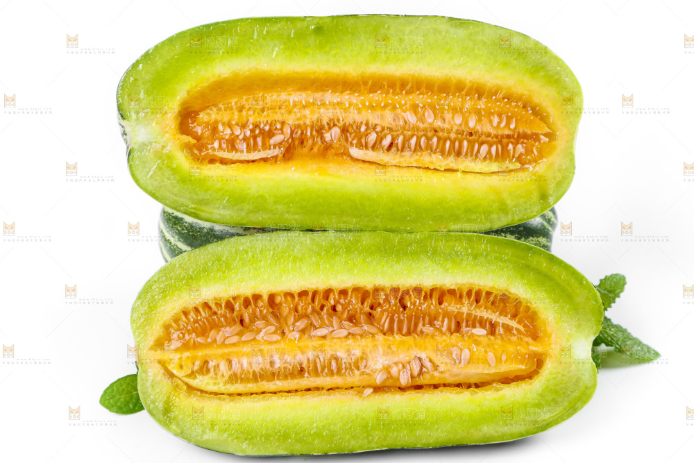 白底上放着博洋蜜脆甜瓜