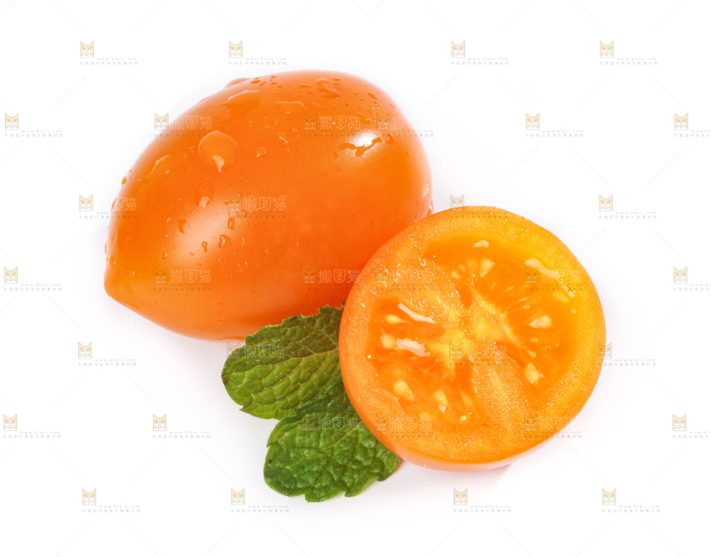 白底上摆放着山东黄金圣女果