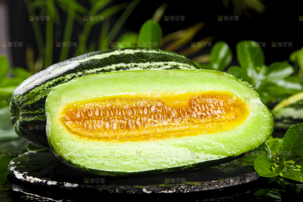 黑底上放着博洋9号甜瓜