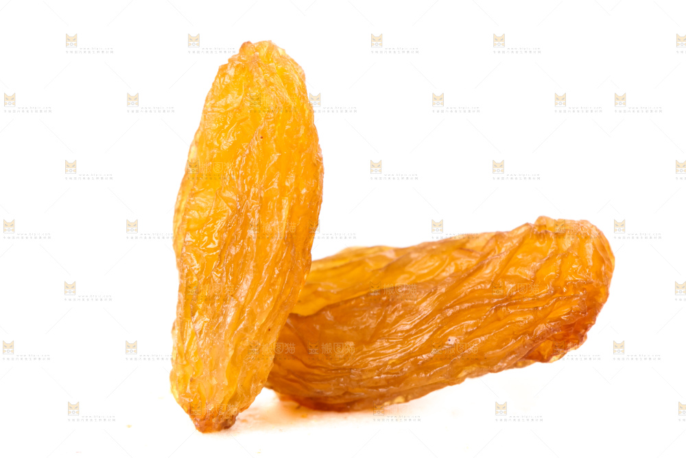 白底上放着黄葡萄干