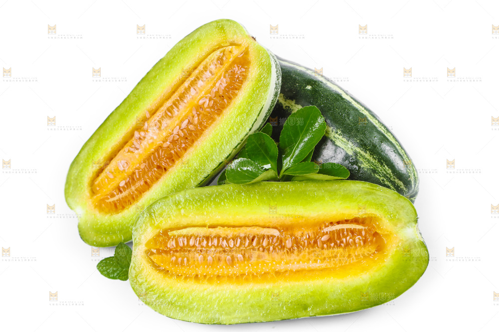 白底上放着博洋蜜脆甜瓜