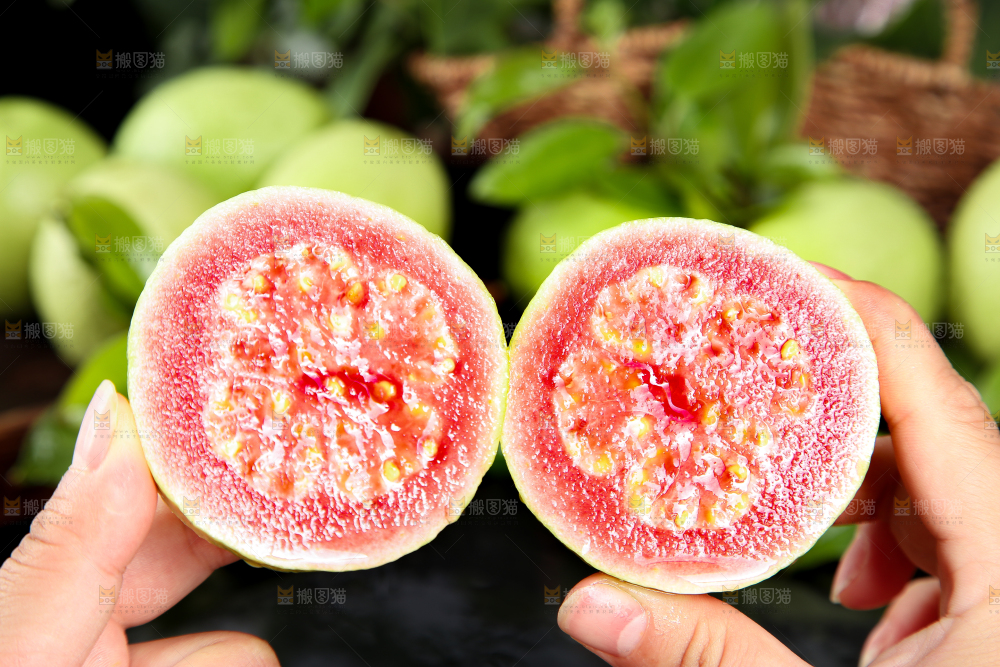 手里拿着软心红芭乐