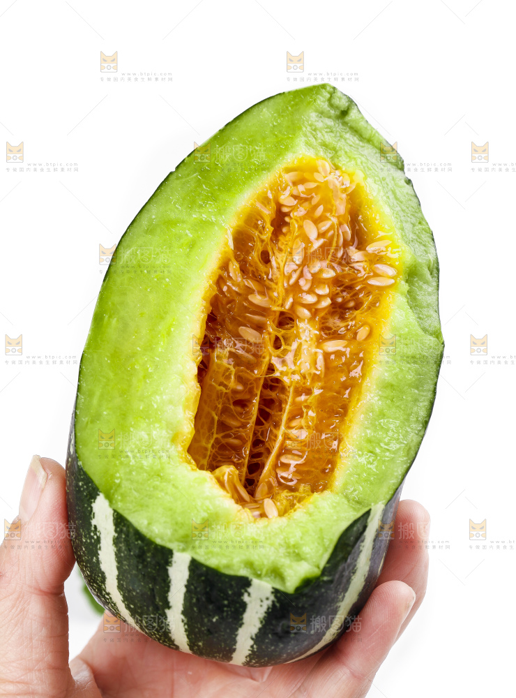 手里拿着博洋9号甜瓜