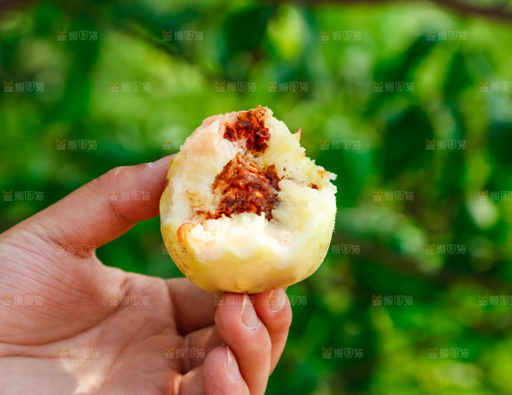 手里拿着烂桃