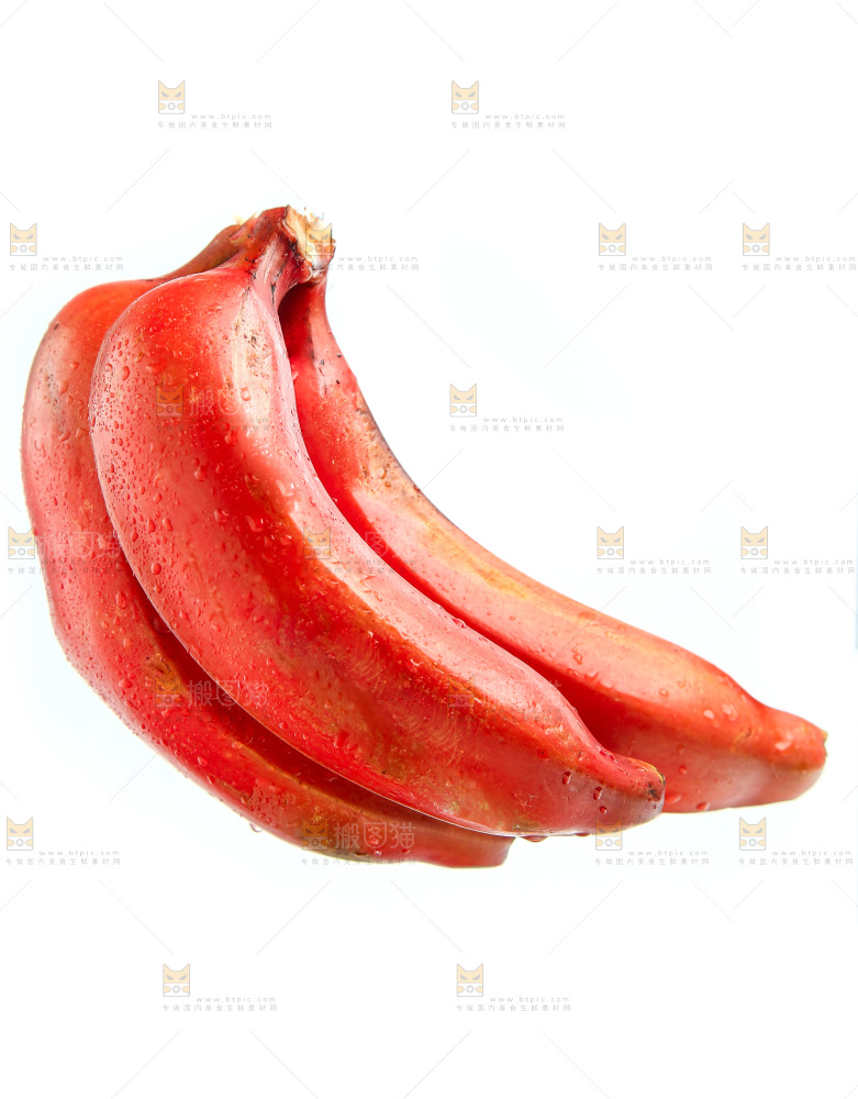 白底上放着红皮香蕉