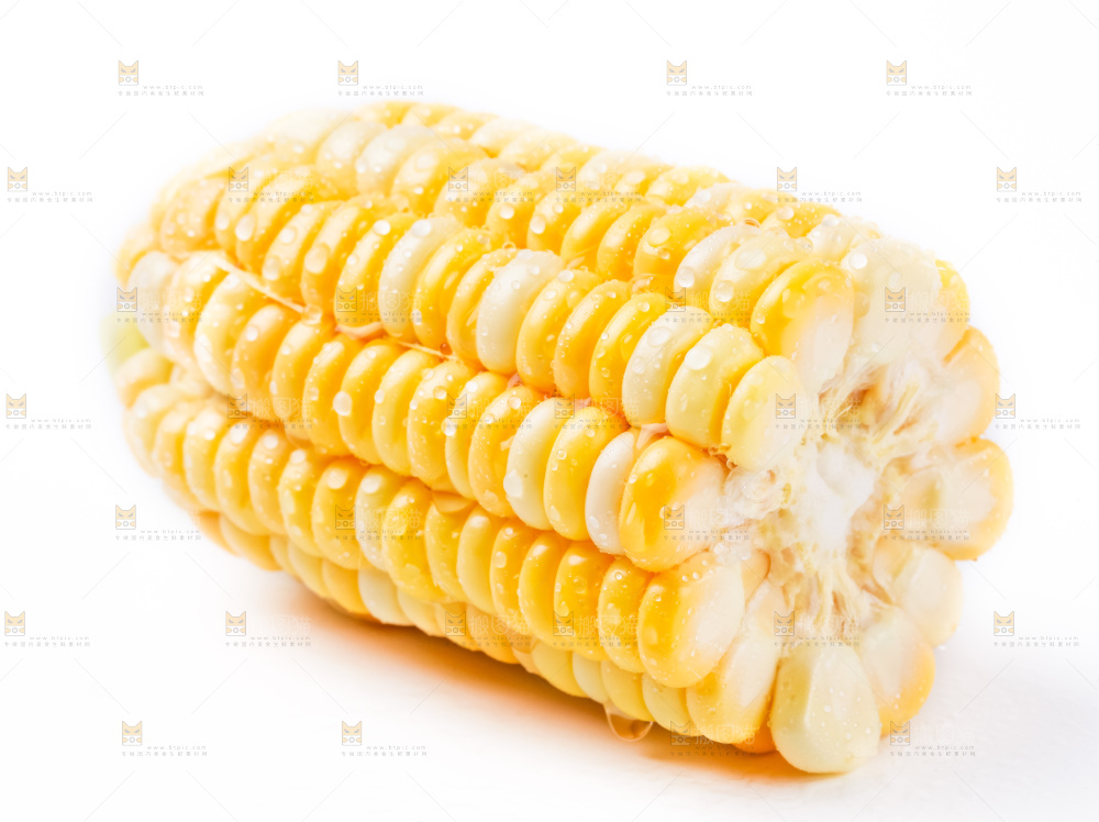 白底上摆放着玉米