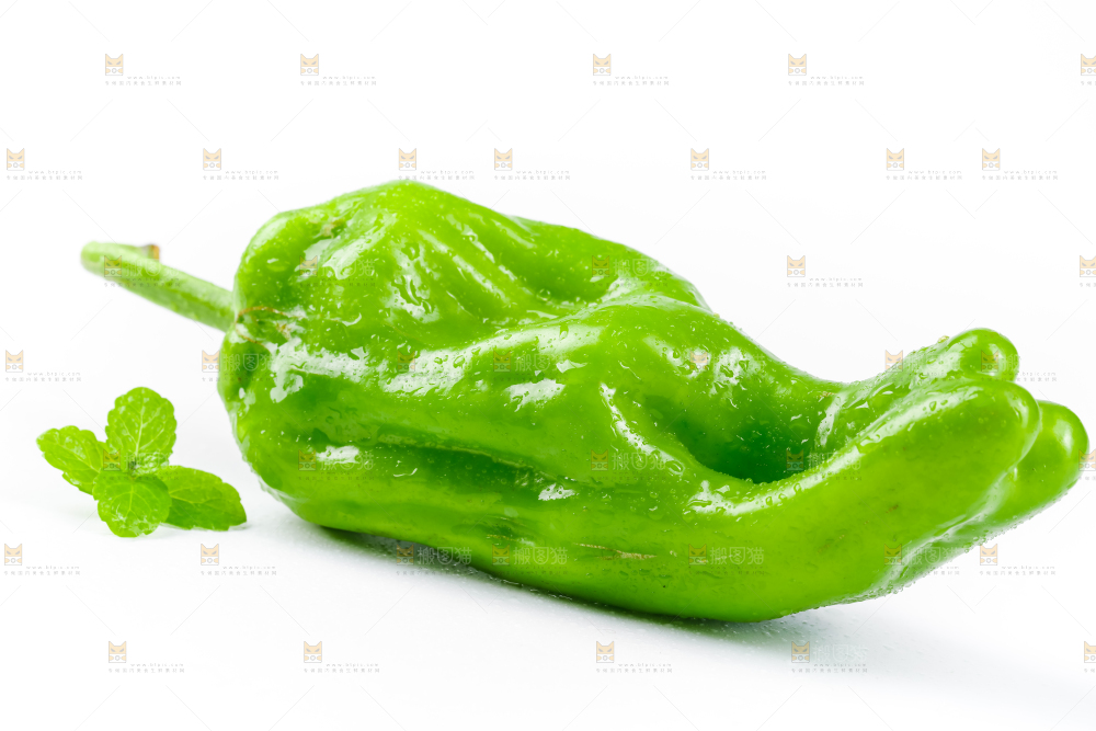 白底上放着青椒