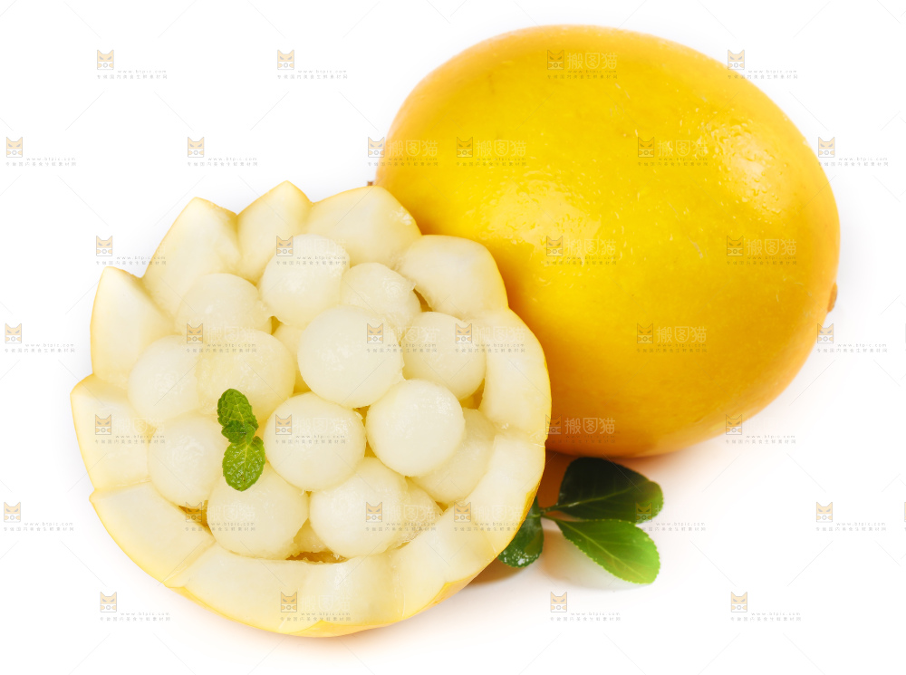 白底上放着黄河蜜瓜果肉