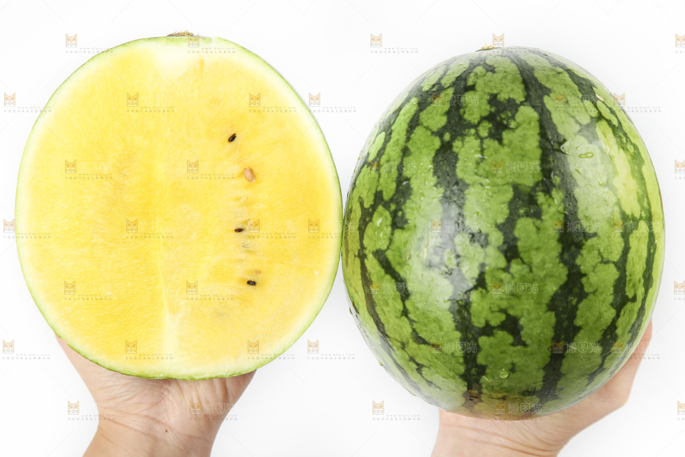 手拿黄心甜西瓜