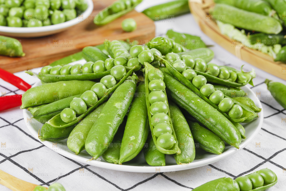 格子底上的豌豆