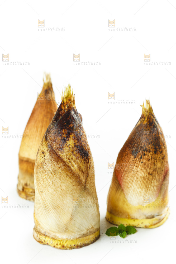 白底上放着黄泥春笋