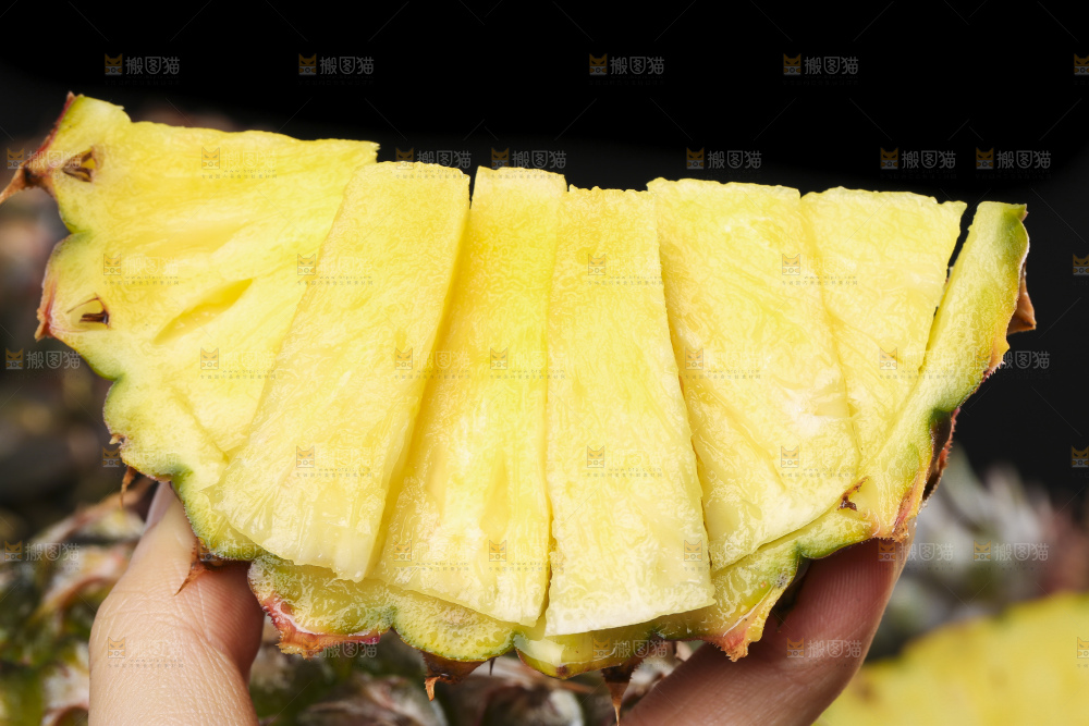 手拿切开的海南金钻凤梨