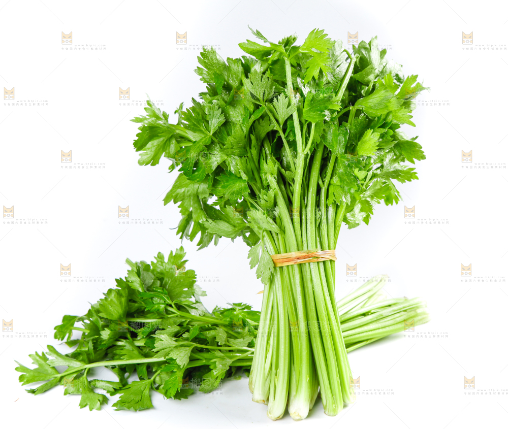 白底上堆放着香芹