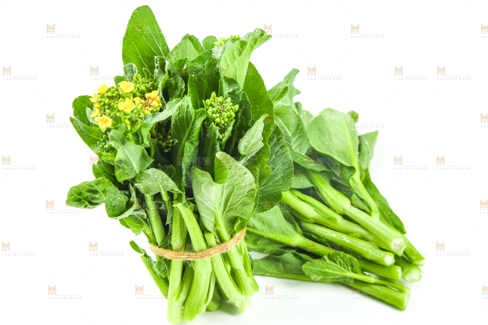 白底上放着青菜薹