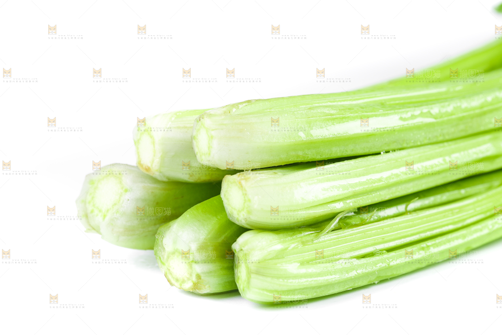 白底上放着新鲜芹菜
