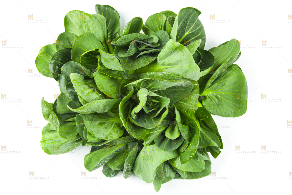 白底上放着青菜