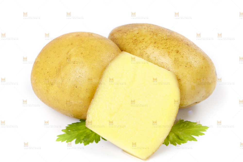 白底上的黄心土豆