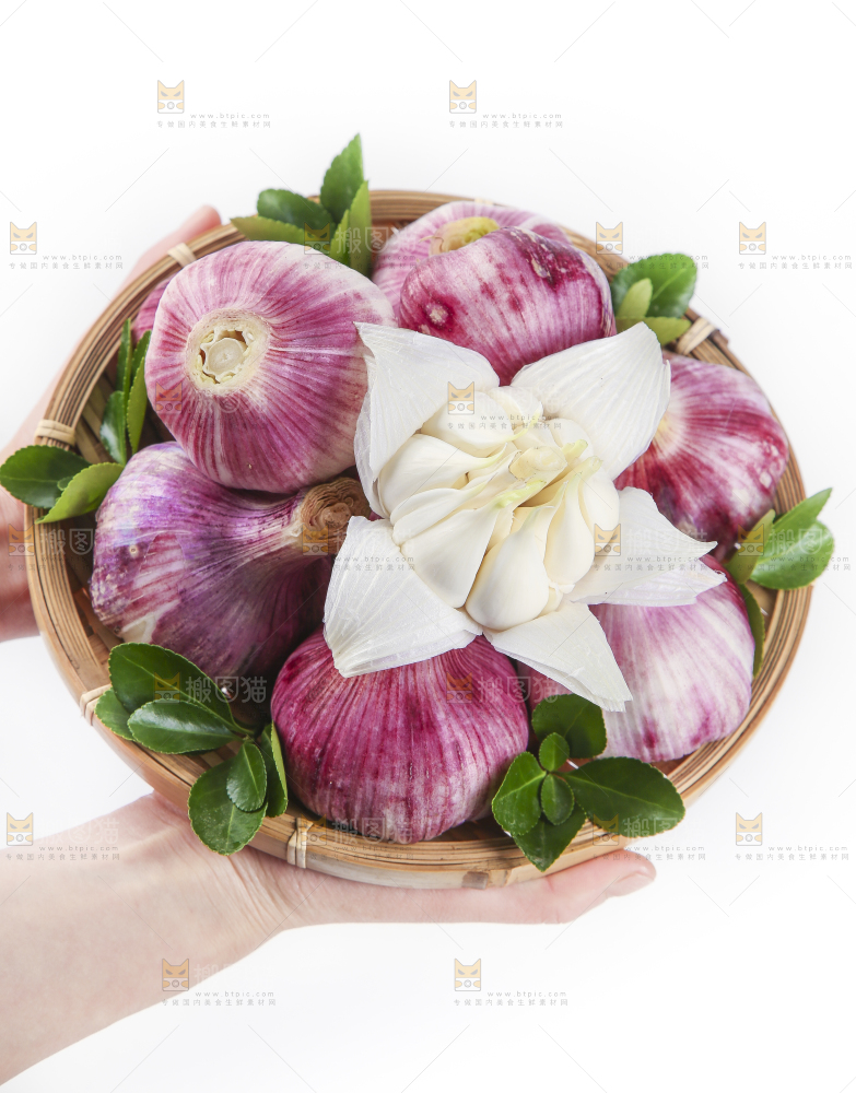 竹篮里面放着紫皮蒜