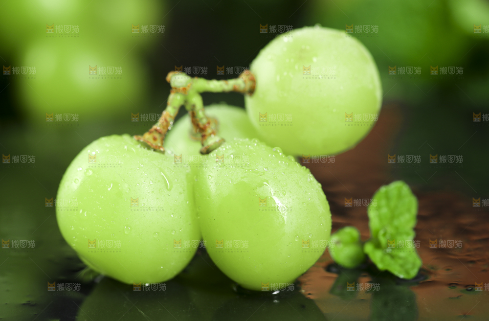 黑石垫上放着无籽青提