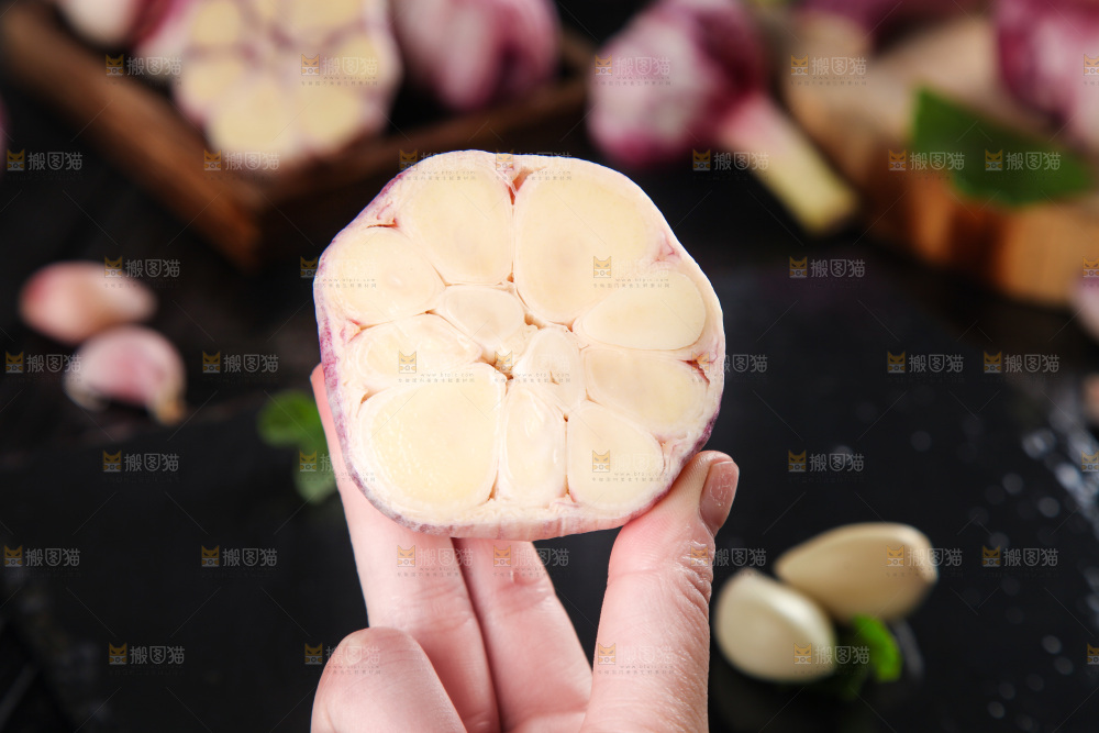 手里拿着紫皮大蒜