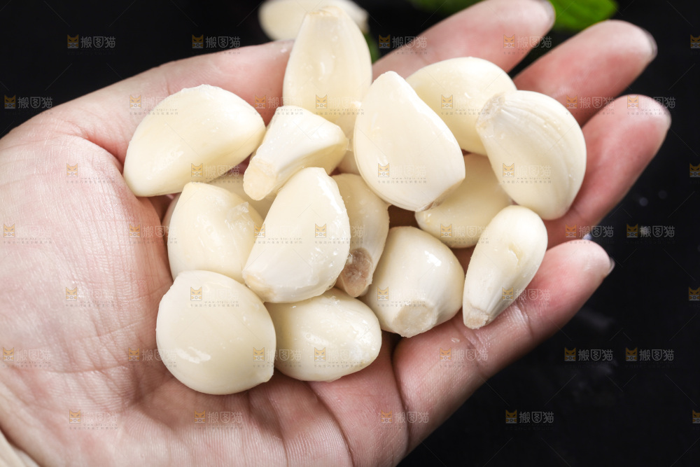 手里拿着紫皮多瓣大蒜