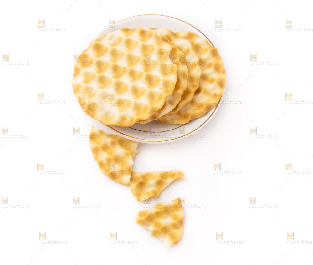 白底上的饼干