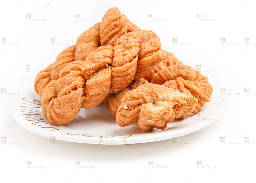 天津麻花放在白底上