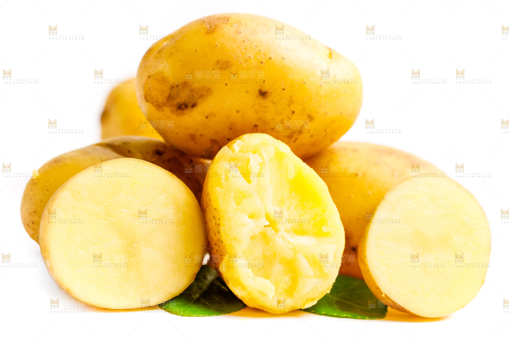 白底上的黄心土豆