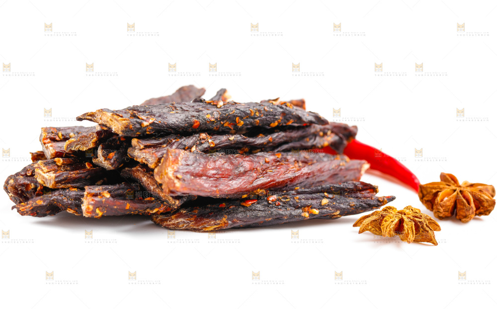 白底上的牛肉条