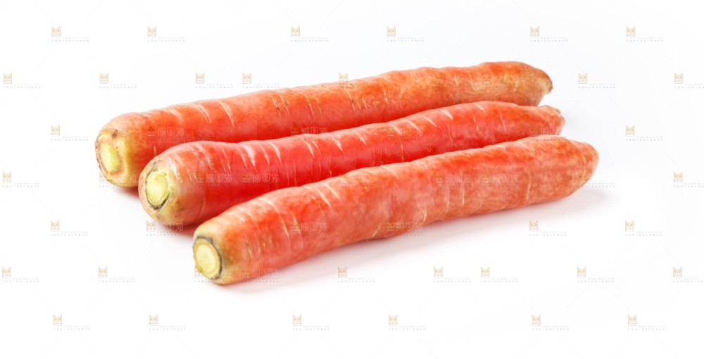 白底上的红胡萝卜