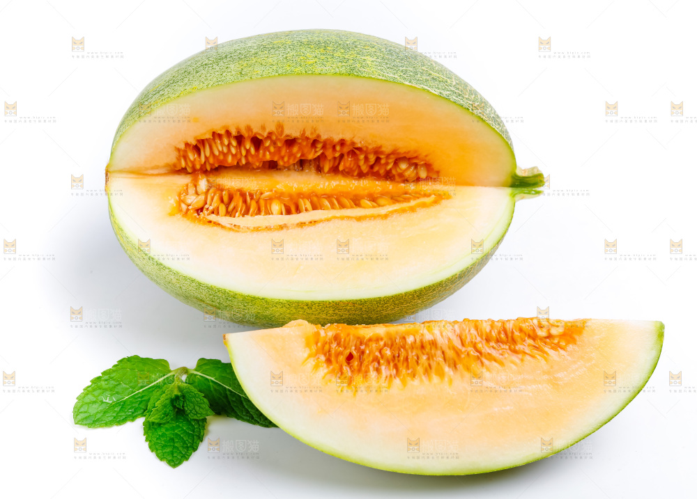 白底上的哈密瓜