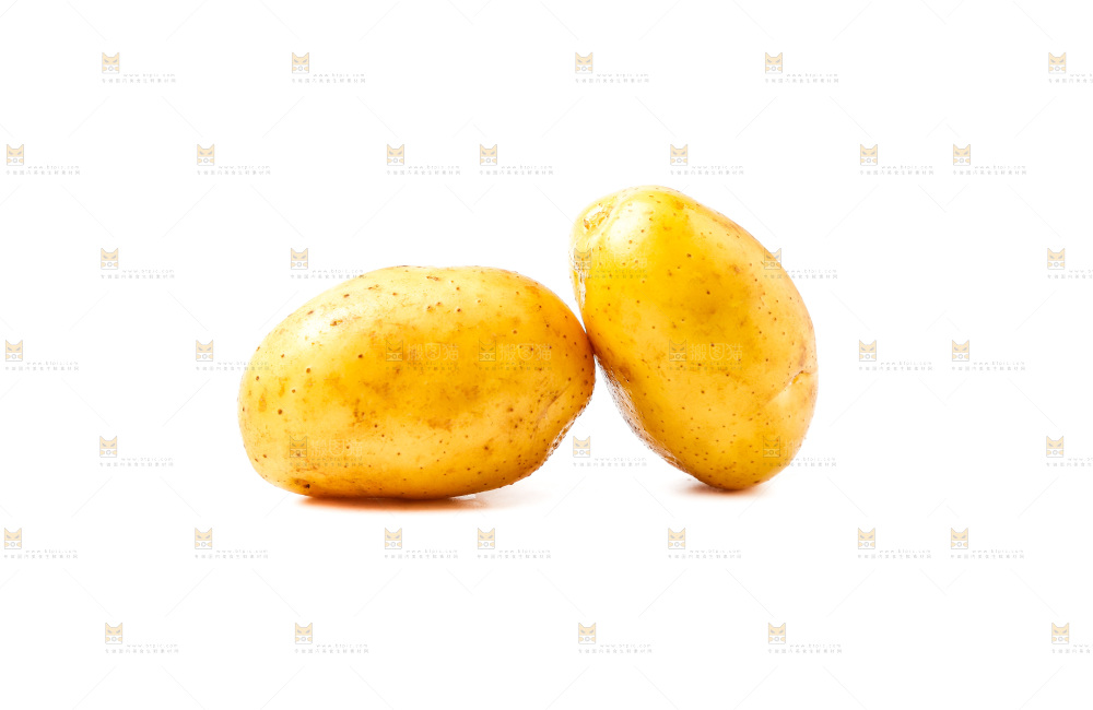 黄心土豆放在白底上