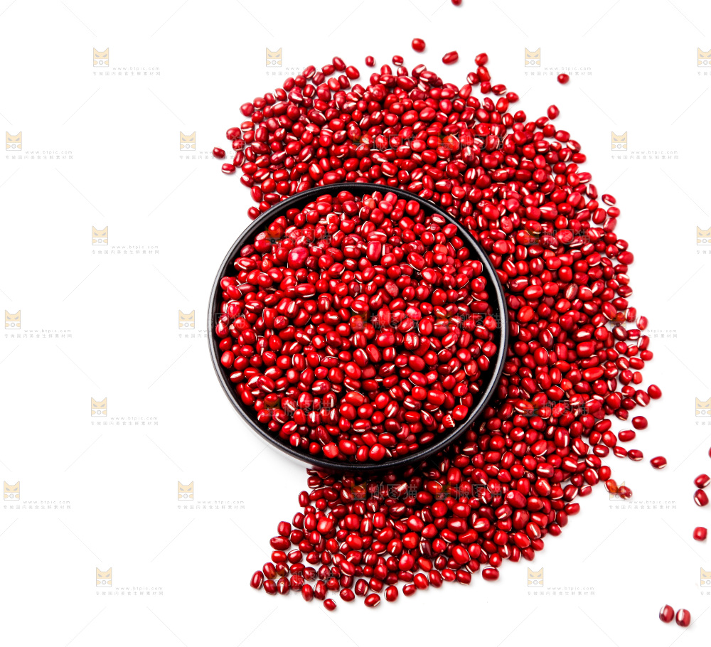 白底上放着一碗红豆