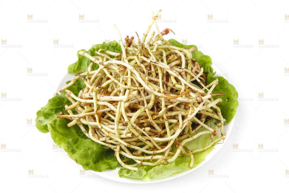 一盘凉拌鱼腥草放在白底上