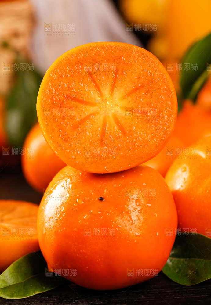 黑石板上的陕西脆柿子