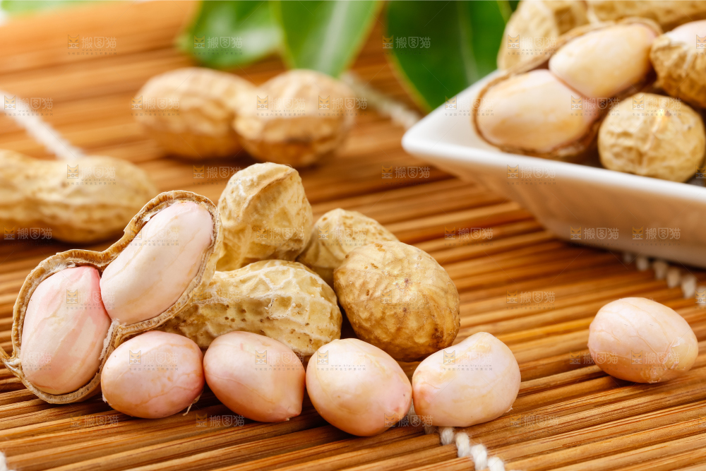 竹底上的新鲜花生