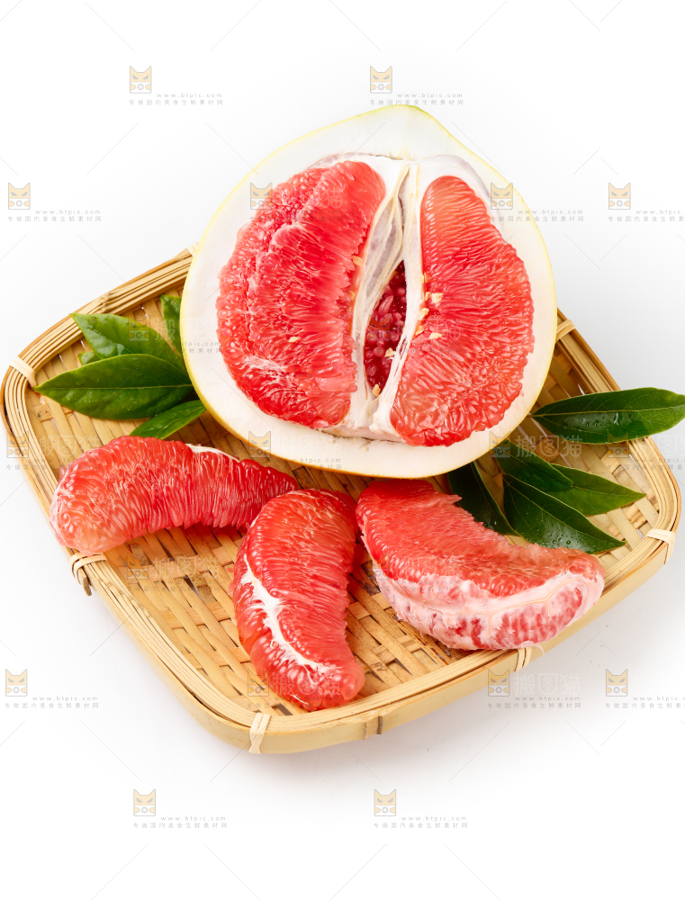 白底上的红心蜜柚