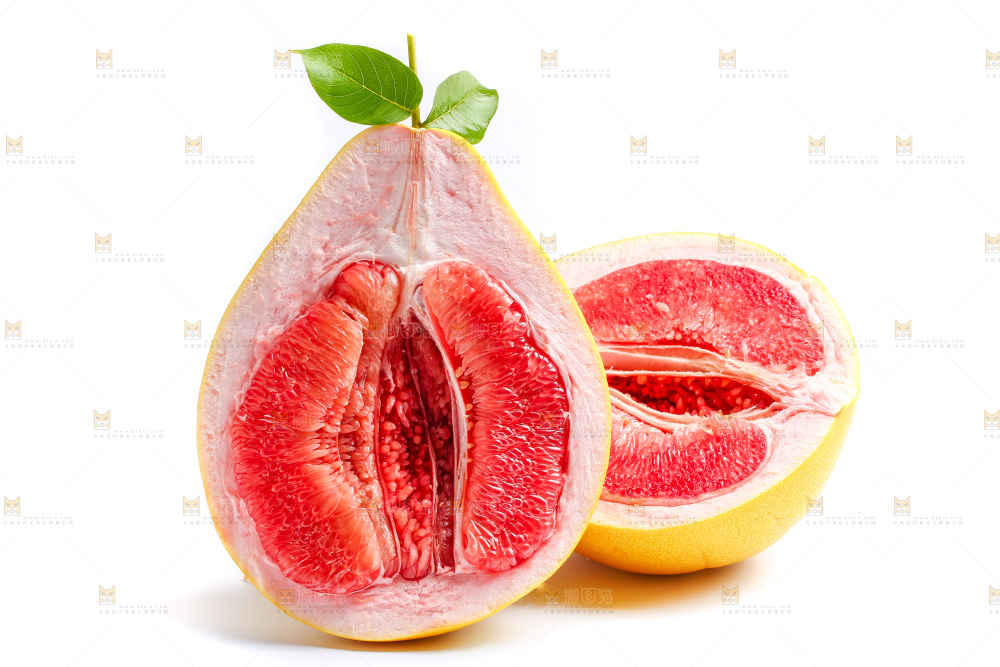 白底上放着红心柚子