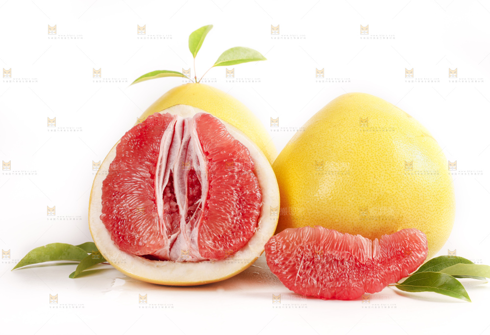 白底上的红肉蜜柚