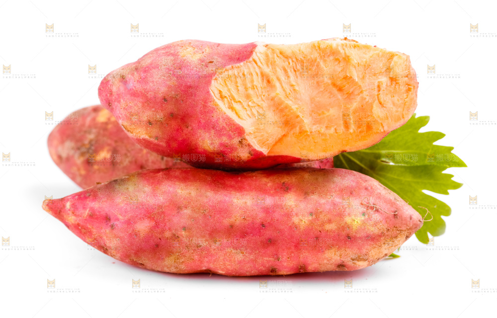 白底上放着六鳌红蜜薯