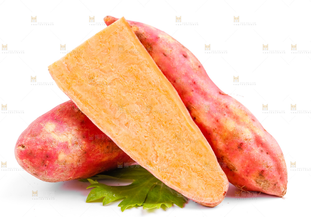 白底上放着六鳌红蜜薯