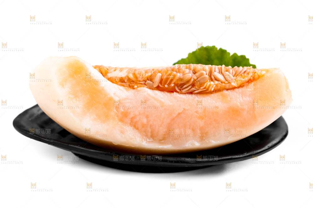 白底上放着一盘东方蜜瓜