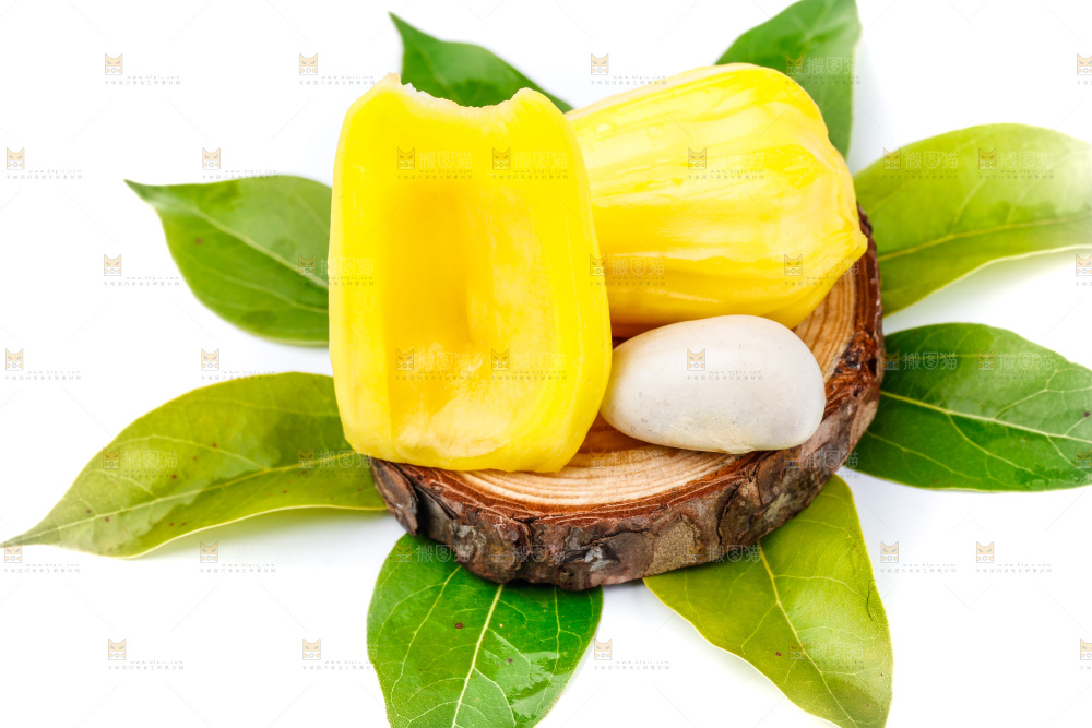 白底上的黄肉菠萝蜜
