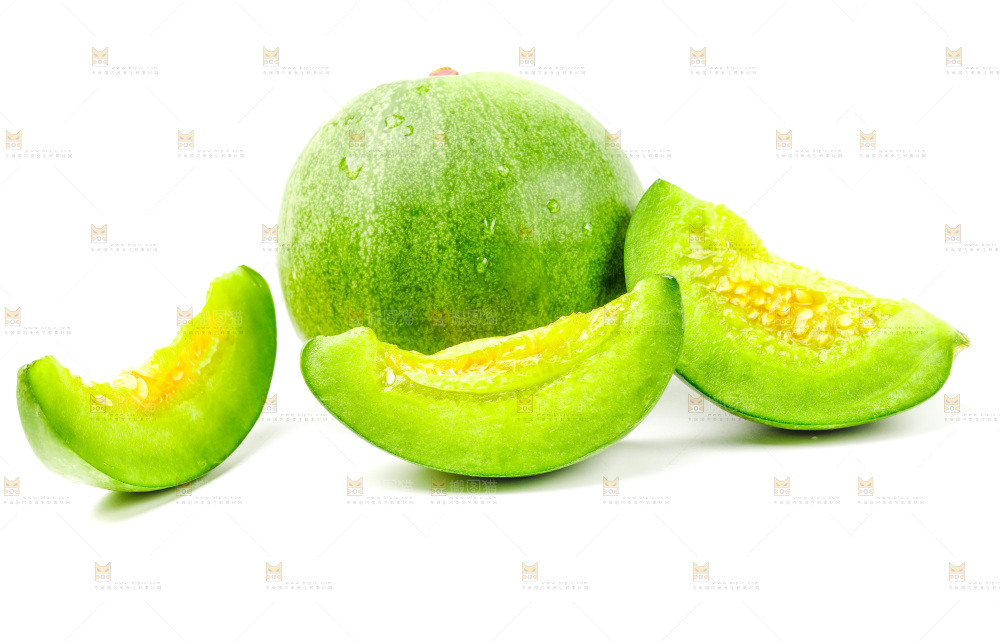 白底上放着绿宝甜瓜