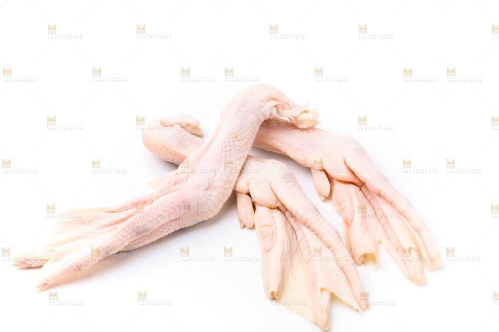 白底上放着鸭掌