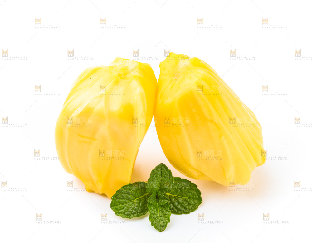 白底上的黄肉菠萝蜜
