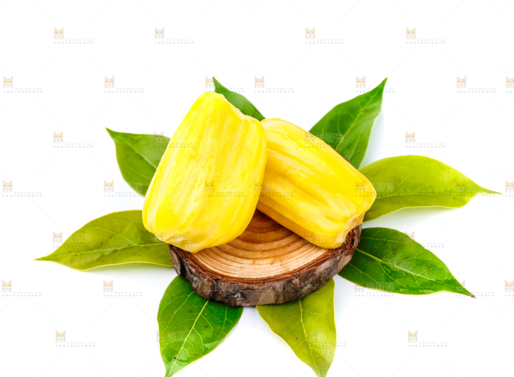 白底上的黄肉菠萝蜜