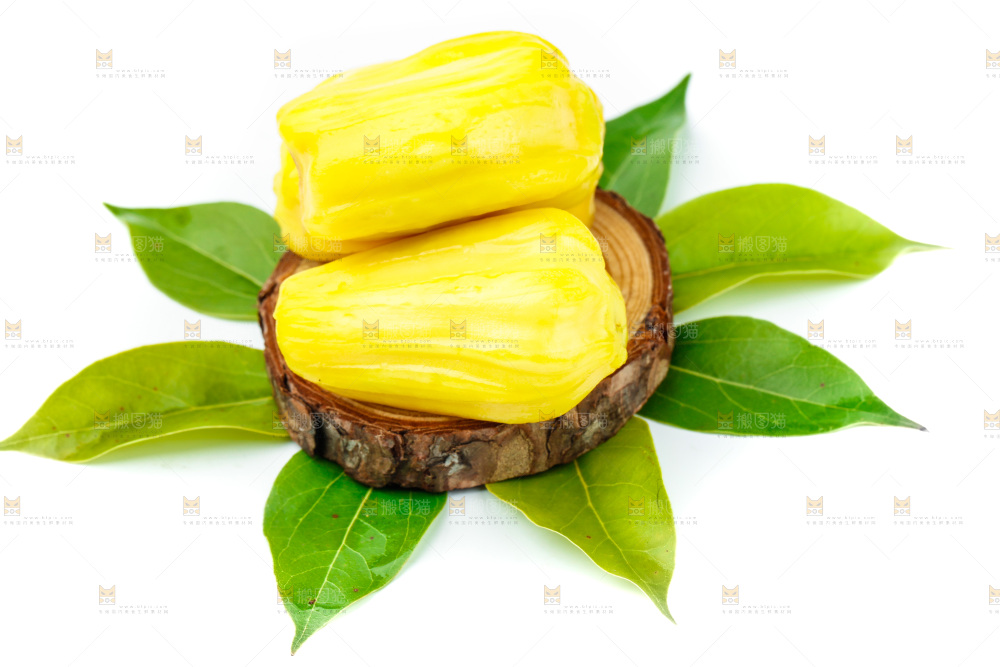 白底上的黄肉菠萝蜜