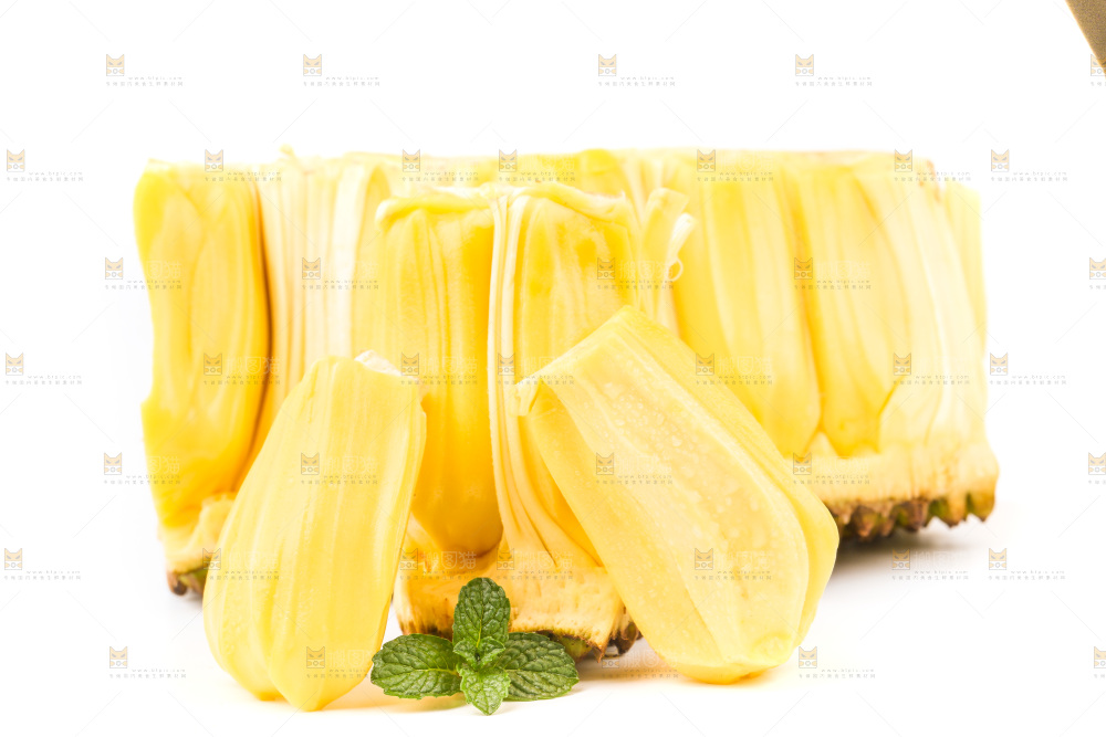 白底上的黄肉菠萝蜜
